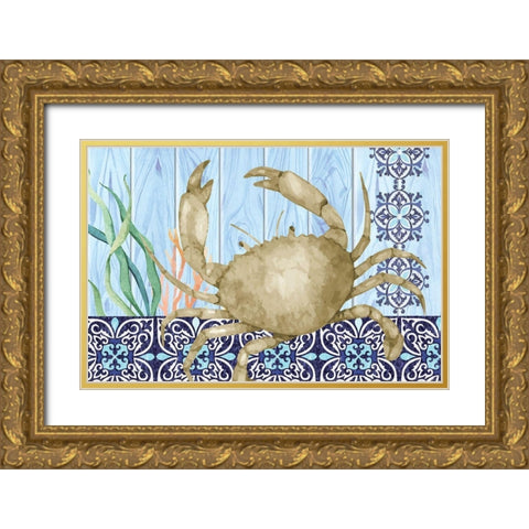 Crab Gold Ornate Wood Framed Art Print with Double Matting by ND Art