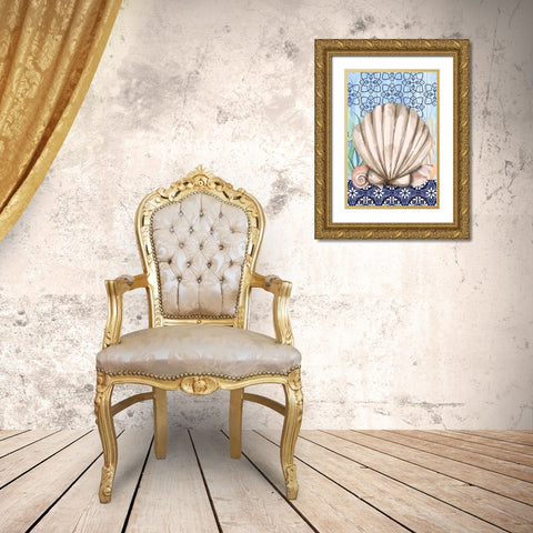 Shell Gold Ornate Wood Framed Art Print with Double Matting by ND Art