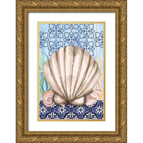 Shell Gold Ornate Wood Framed Art Print with Double Matting by ND Art