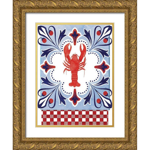 Lobster Gold Ornate Wood Framed Art Print with Double Matting by ND Art