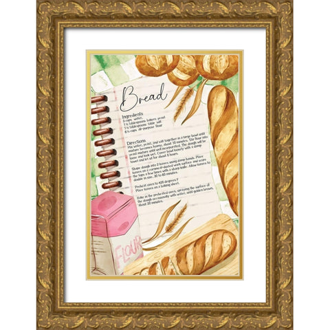 Bread Recipe Gold Ornate Wood Framed Art Print with Double Matting by ND Art
