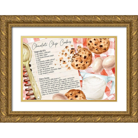 Cookie Recipe Gold Ornate Wood Framed Art Print with Double Matting by ND Art