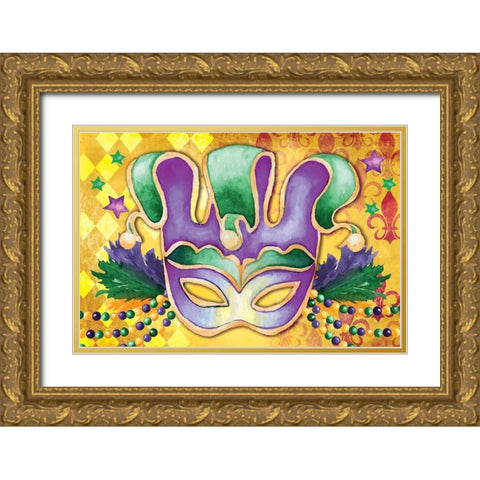 Mardi Gras IV Gold Ornate Wood Framed Art Print with Double Matting by ND Art