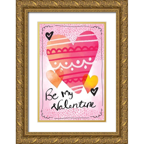 Be My Valentine Gold Ornate Wood Framed Art Print with Double Matting by ND Art
