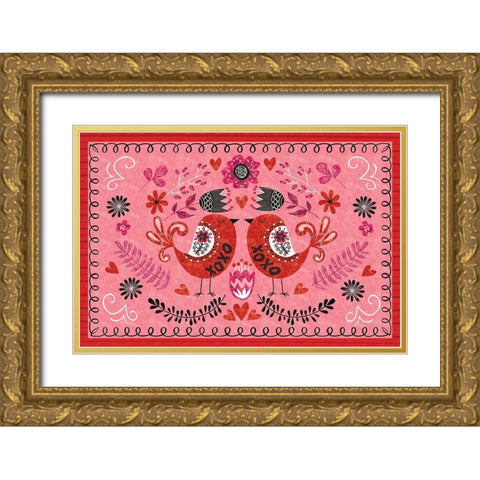 Love Birds II Gold Ornate Wood Framed Art Print with Double Matting by ND Art