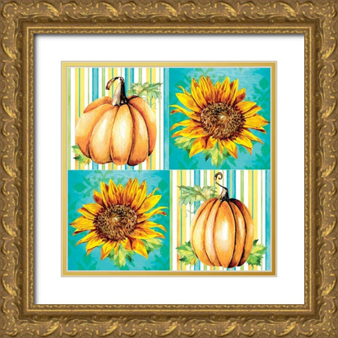 Pumpkin Pattern III Gold Ornate Wood Framed Art Print with Double Matting by ND Art