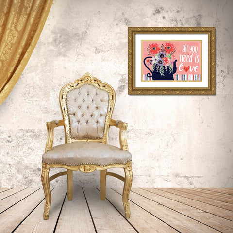 All You Need is Love Gold Ornate Wood Framed Art Print with Double Matting by ND Art