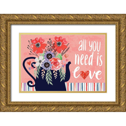 All You Need is Love Gold Ornate Wood Framed Art Print with Double Matting by ND Art