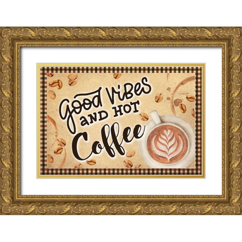 Good Vibes Gold Ornate Wood Framed Art Print with Double Matting by ND Art