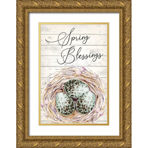 Spring Blessings Gold Ornate Wood Framed Art Print with Double Matting by ND Art