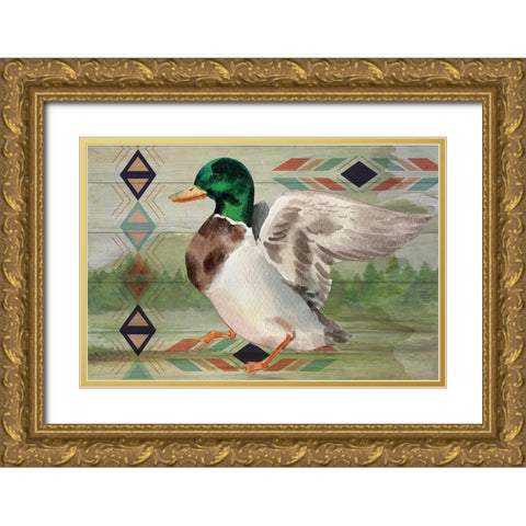 Duck Gold Ornate Wood Framed Art Print with Double Matting by ND Art