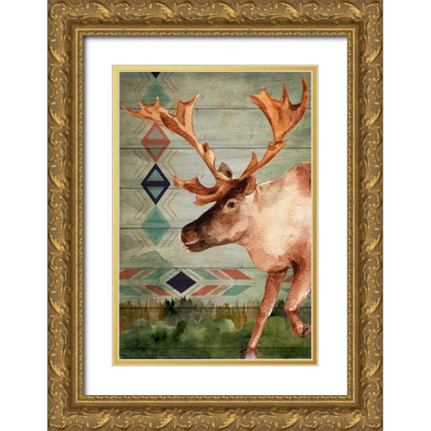 Moose Gold Ornate Wood Framed Art Print with Double Matting by ND Art