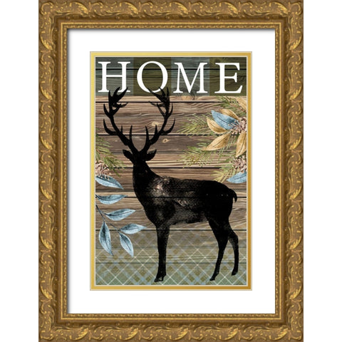 Home Elk Gold Ornate Wood Framed Art Print with Double Matting by ND Art