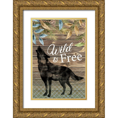 Wild Wolf Gold Ornate Wood Framed Art Print with Double Matting by ND Art