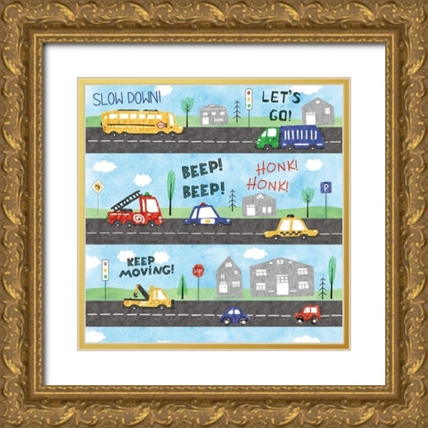 Street Scene Gold Ornate Wood Framed Art Print with Double Matting by ND Art