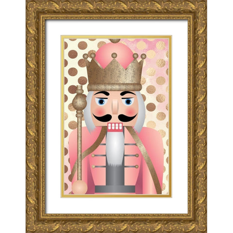 Blush Nutcracker Gold Ornate Wood Framed Art Print with Double Matting by ND Art