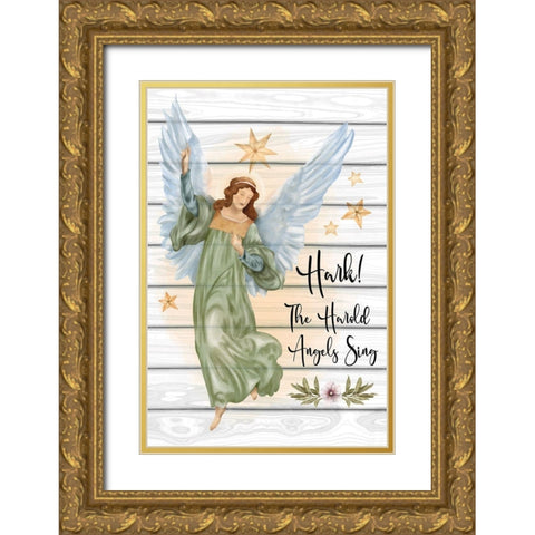 Angels Sing Gold Ornate Wood Framed Art Print with Double Matting by ND Art