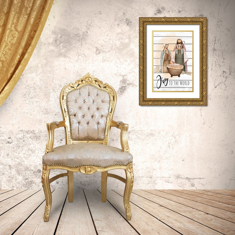 Joy to the World Gold Ornate Wood Framed Art Print with Double Matting by ND Art