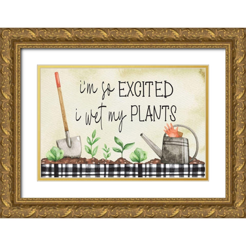 Wet My Plants Gold Ornate Wood Framed Art Print with Double Matting by ND Art