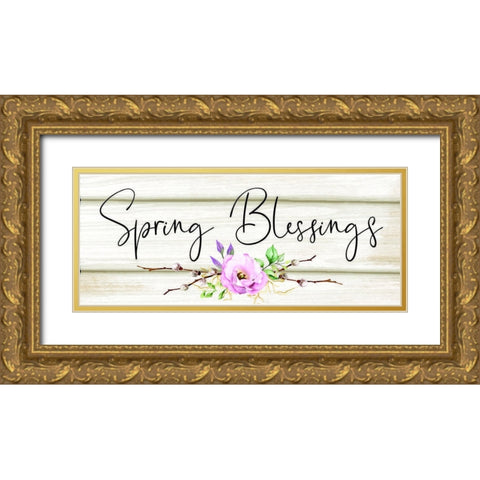 Spring Blessings Gold Ornate Wood Framed Art Print with Double Matting by ND Art