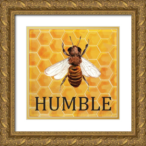 Bee Humble Gold Ornate Wood Framed Art Print with Double Matting by ND Art