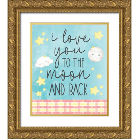 To the Moon Gold Ornate Wood Framed Art Print with Double Matting by ND Art