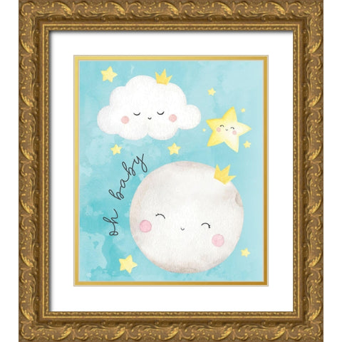 Oh Baby  Gold Ornate Wood Framed Art Print with Double Matting by ND Art