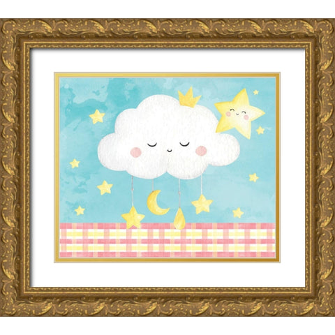 Nursery Stars Gold Ornate Wood Framed Art Print with Double Matting by ND Art