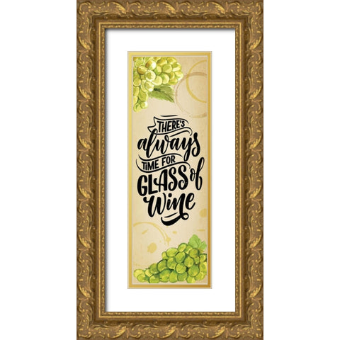 Time for Wine Gold Ornate Wood Framed Art Print with Double Matting by ND Art
