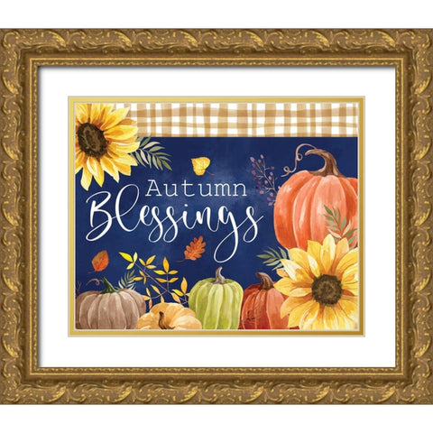Autumn Blessings Gold Ornate Wood Framed Art Print with Double Matting by ND Art
