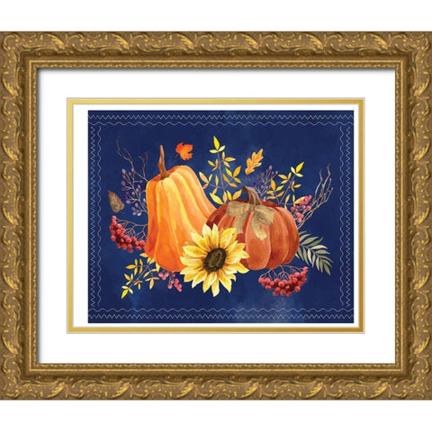 Fall Foliage Gold Ornate Wood Framed Art Print with Double Matting by ND Art