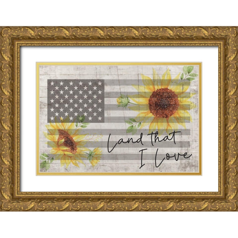Land I Love Gold Ornate Wood Framed Art Print with Double Matting by ND Art