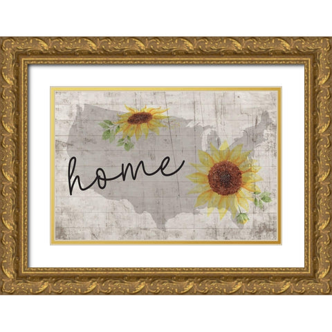 Home Sweet Home Gold Ornate Wood Framed Art Print with Double Matting by ND Art