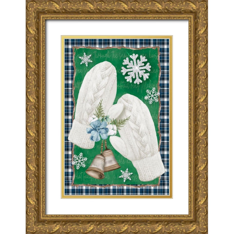 Mittens Gold Ornate Wood Framed Art Print with Double Matting by ND Art