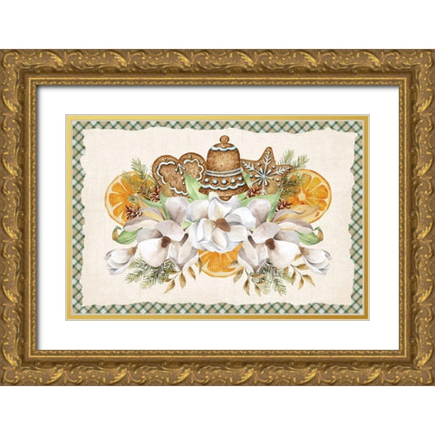 Winter Wassail Gold Ornate Wood Framed Art Print with Double Matting by ND Art