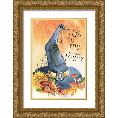 Hello My Pretties Gold Ornate Wood Framed Art Print with Double Matting by ND Art