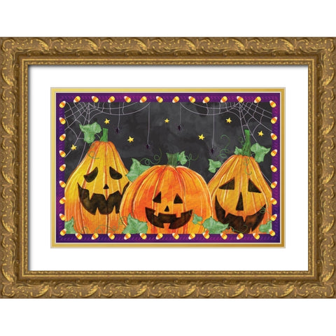 Jack O Lantern Gold Ornate Wood Framed Art Print with Double Matting by ND Art