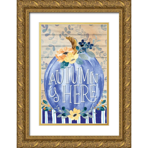 Autumn is Here Gold Ornate Wood Framed Art Print with Double Matting by ND Art