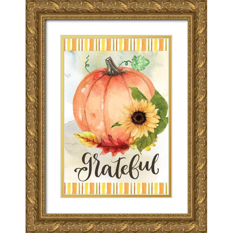 Grateful Gold Ornate Wood Framed Art Print with Double Matting by ND Art
