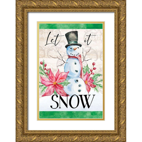 Let It Snow Gold Ornate Wood Framed Art Print with Double Matting by ND Art