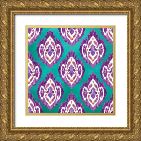 Purple Pattern III Gold Ornate Wood Framed Art Print with Double Matting by ND Art