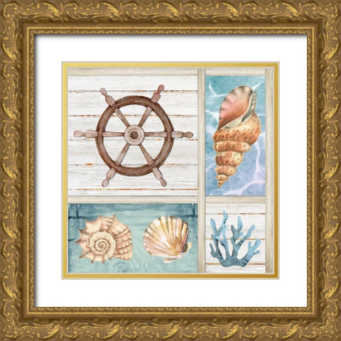 Coastal Pattern III Gold Ornate Wood Framed Art Print with Double Matting by ND Art