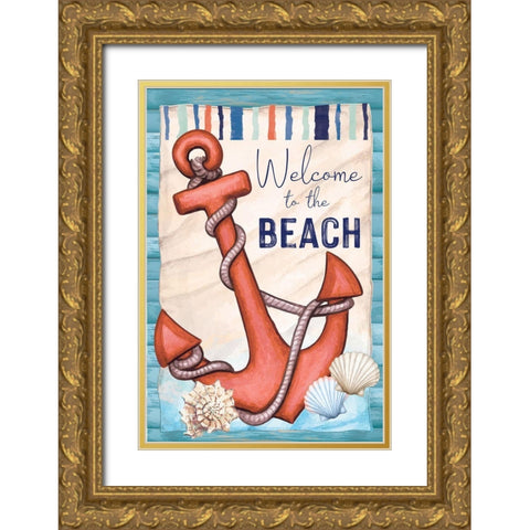 Welcome Gold Ornate Wood Framed Art Print with Double Matting by ND Art