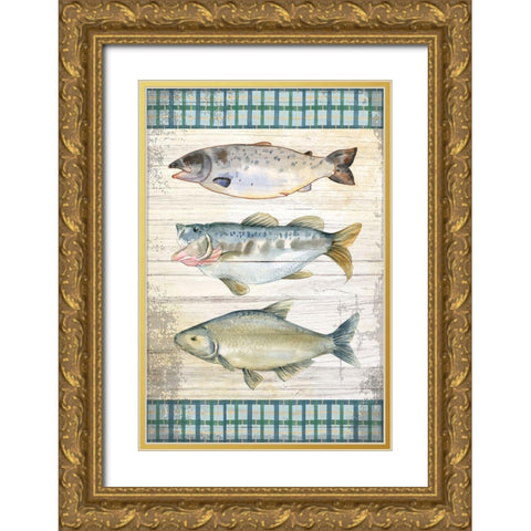 Lodge Fish Gold Ornate Wood Framed Art Print with Double Matting by ND Art