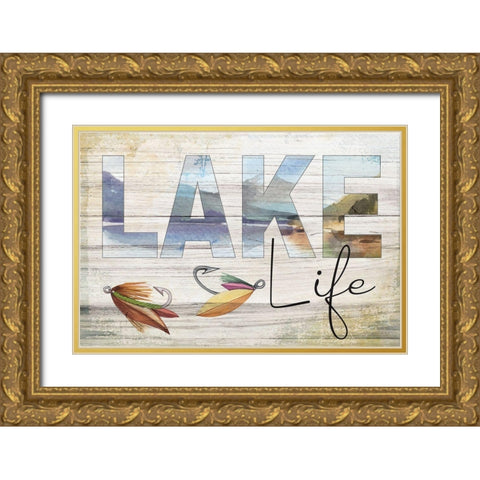 Lake Life Gold Ornate Wood Framed Art Print with Double Matting by ND Art