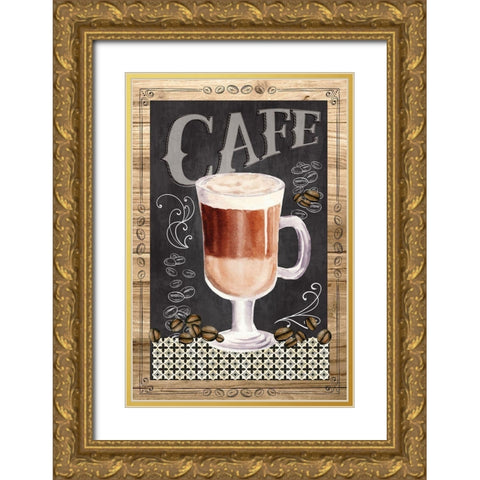 CafÃ© Gold Ornate Wood Framed Art Print with Double Matting by ND Art