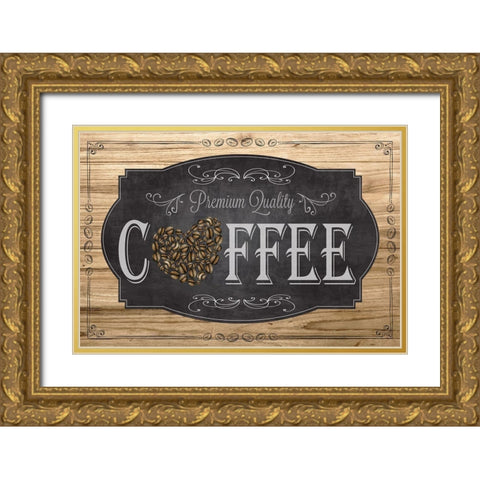 Premium Coffee Gold Ornate Wood Framed Art Print with Double Matting by ND Art