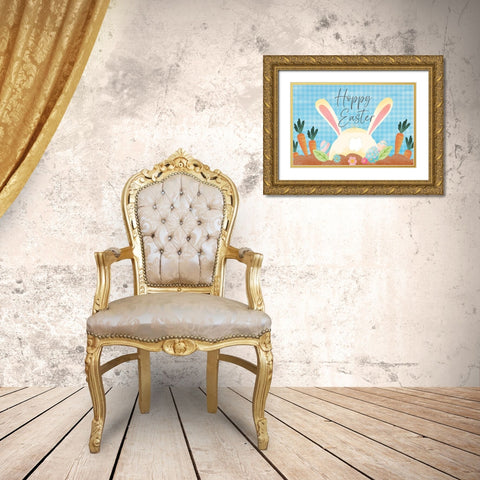 Happy Easter Gold Ornate Wood Framed Art Print with Double Matting by ND Art