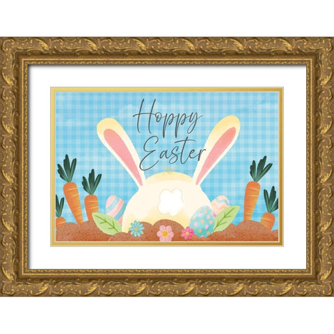 Happy Easter Gold Ornate Wood Framed Art Print with Double Matting by ND Art