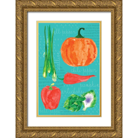 Kitchen Veggies II Gold Ornate Wood Framed Art Print with Double Matting by ND Art